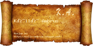 Kálló Ambrus névjegykártya