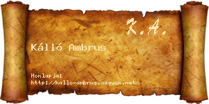 Kálló Ambrus névjegykártya