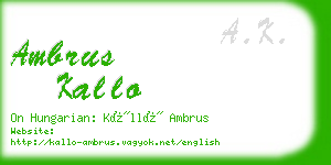 ambrus kallo business card